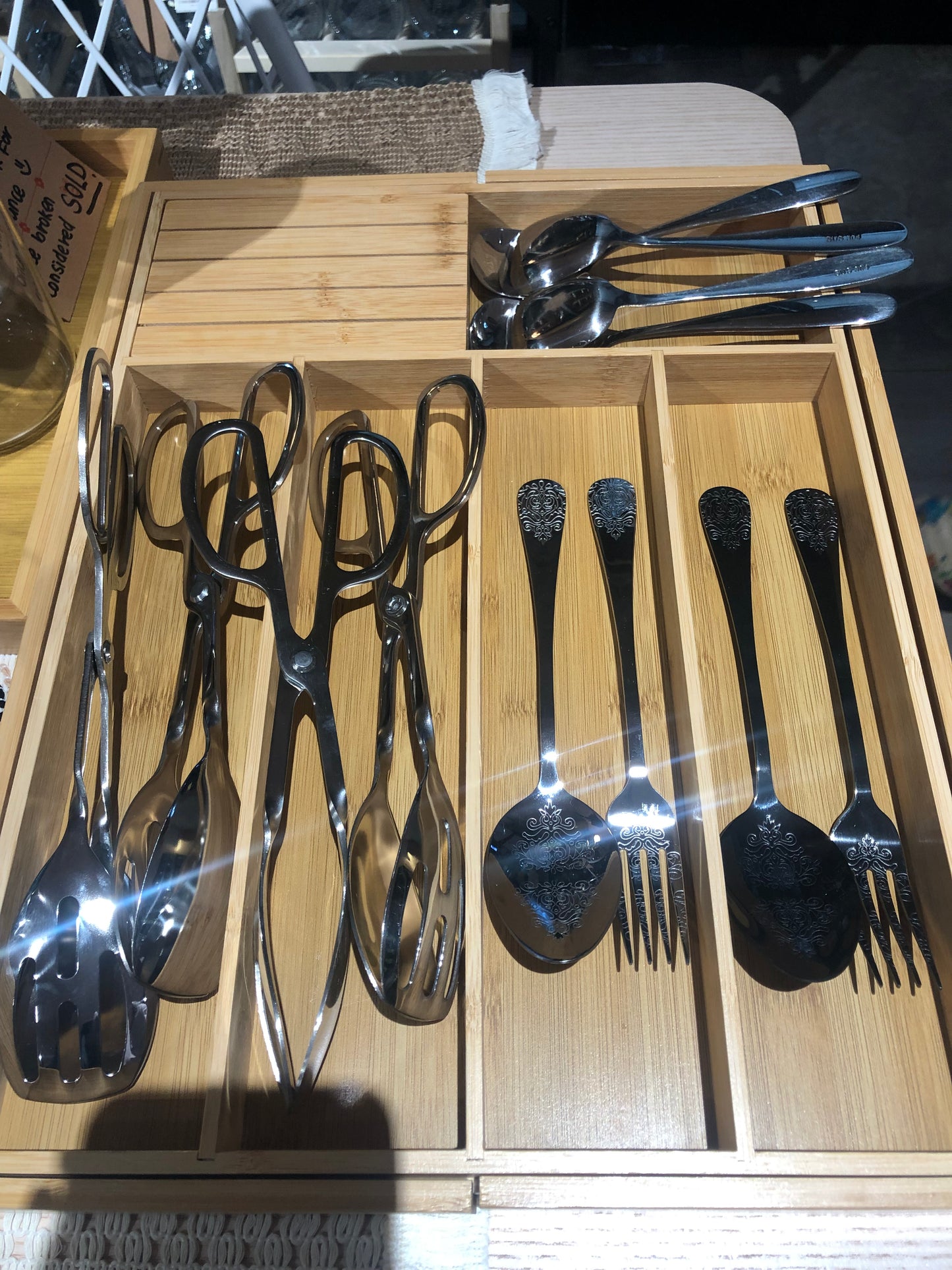KUTILAPAM Adjustable cutlery organiser bamboo, 43.5x(33-50)x5cm