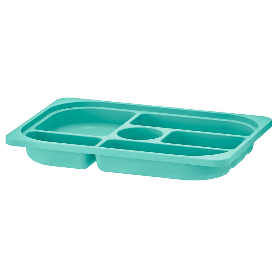 IKEA TROFAST Storage tray with compartments, grey/white/turquoise, 42x30x5 cm
