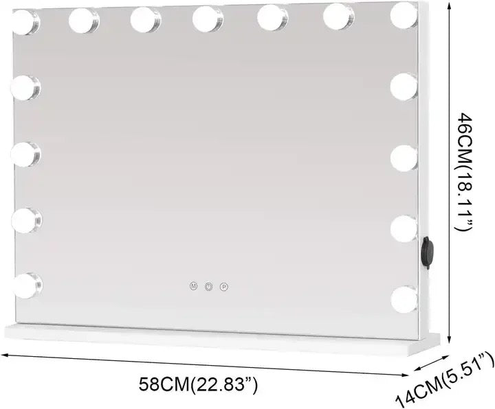 PRIDĒ Vanity mirror 15 LED bulbs, 58 x 46 cm