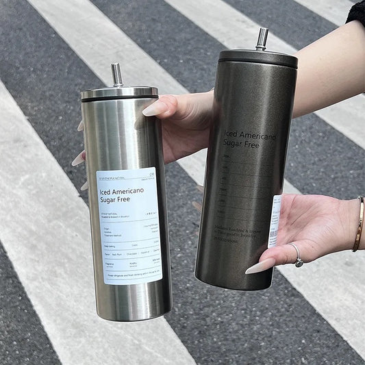 KOŠUÏ Portable Coffee Tumbler with straw, Stainless Steel, 600ml