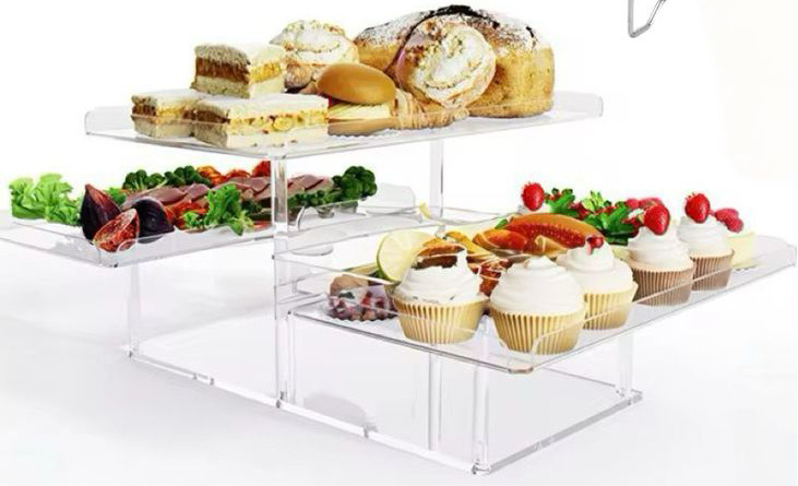 BAHULU Rectangle arcylic serving stand 3 tier
