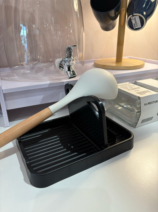 BAHULU Gagawi saddle spoon and rack set, black