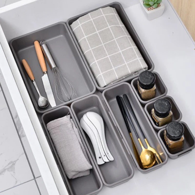 RANGÍN 8pcs compartment/drawer organiser, plastic