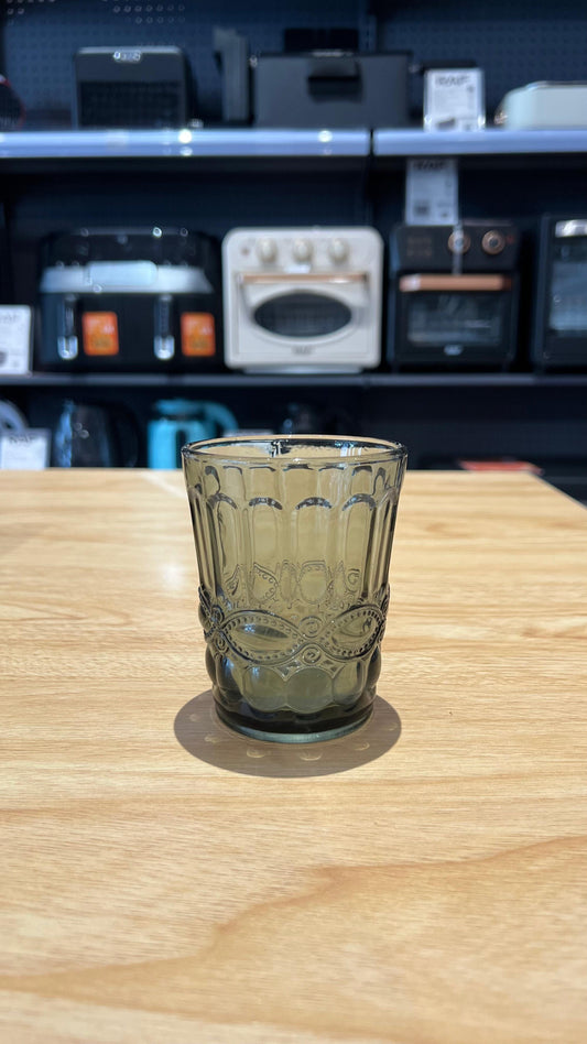 BAHULU Bunga pattern drinking glass & kettle, black 220ml + 1.5L/ 7 pieces