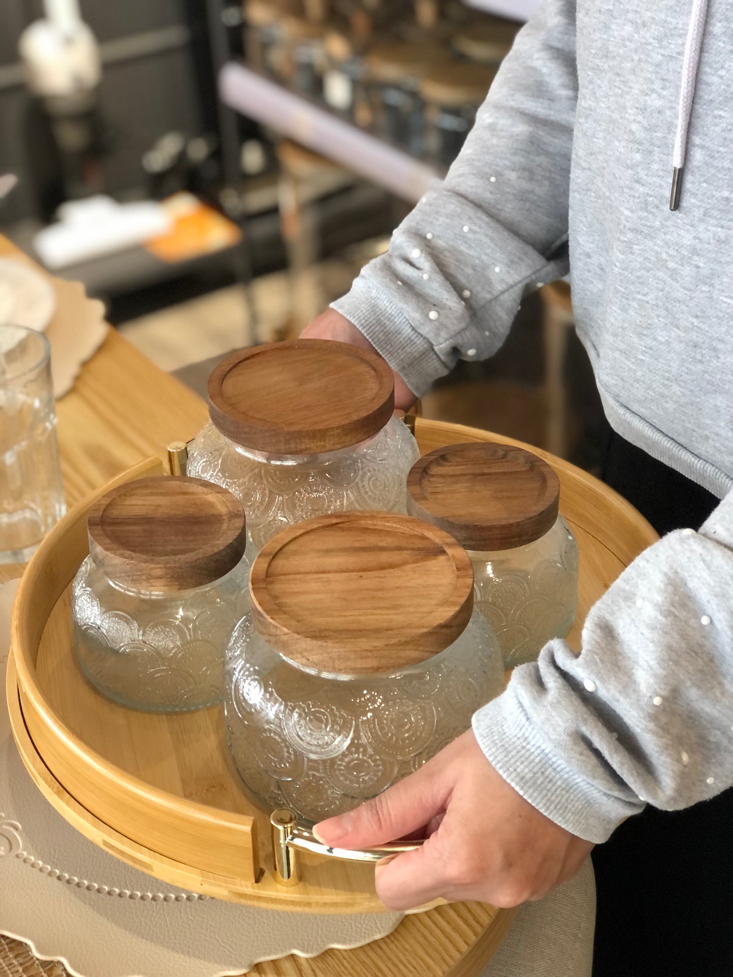 KÜTILAPAM Wooden tray, bamboo, 39.5cm