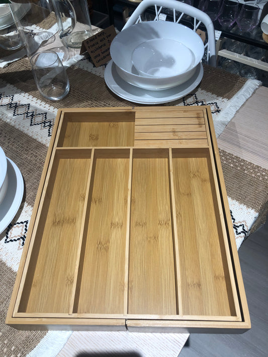 KUTILAPAM Adjustable cutlery organiser bamboo, 43.5x(33-50)x5cm