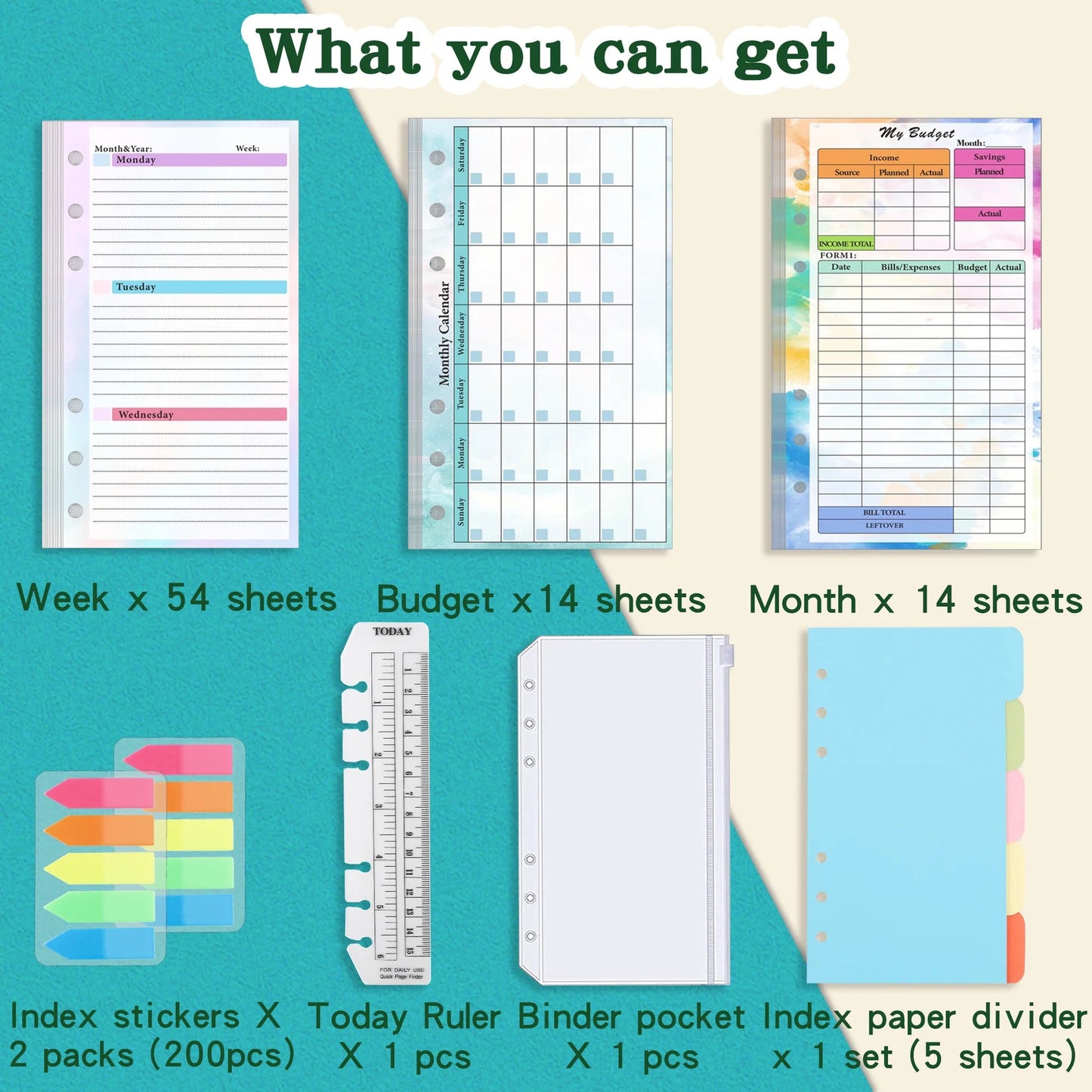 STĒDE planner A6 Holes loose-leaf notebook paper, 164 pages, index sticker, ruler, divider & binder pocket