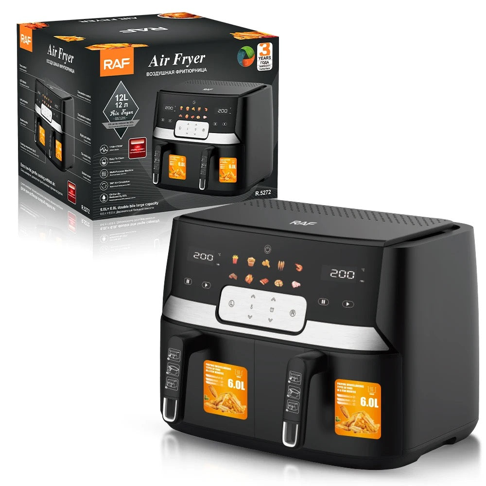 RAF Air Fryer, 12L, 46x42x35 cm, stainless steel, 1700W+1700W