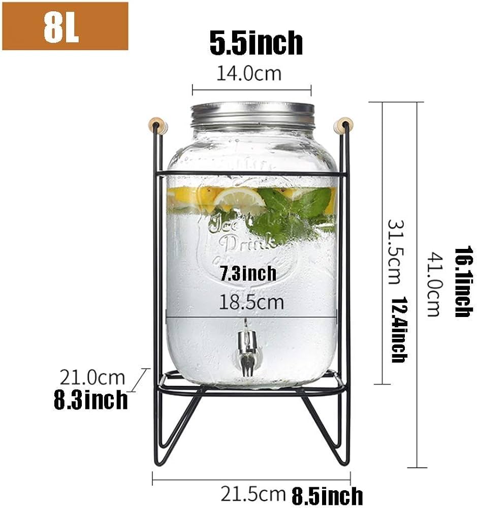 KÜTILAPAM Mason Jar with Tap dispenser and stand set, 8L