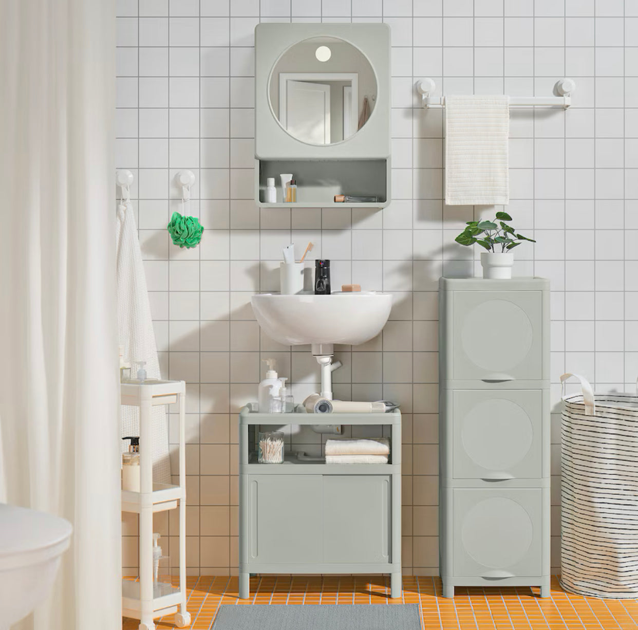 IKEA IVÖSJÖN Wash-basin base cabinet, with sliding doors/green, 50x33x57 cm