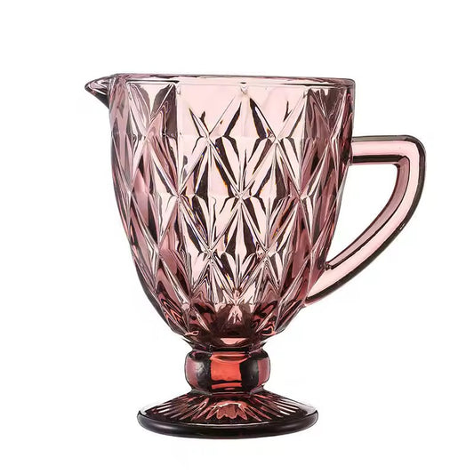 BÄHŪLU Diamond pattern drinking glass & Kettle, Pink 220ml + 1.5L/7 pieces