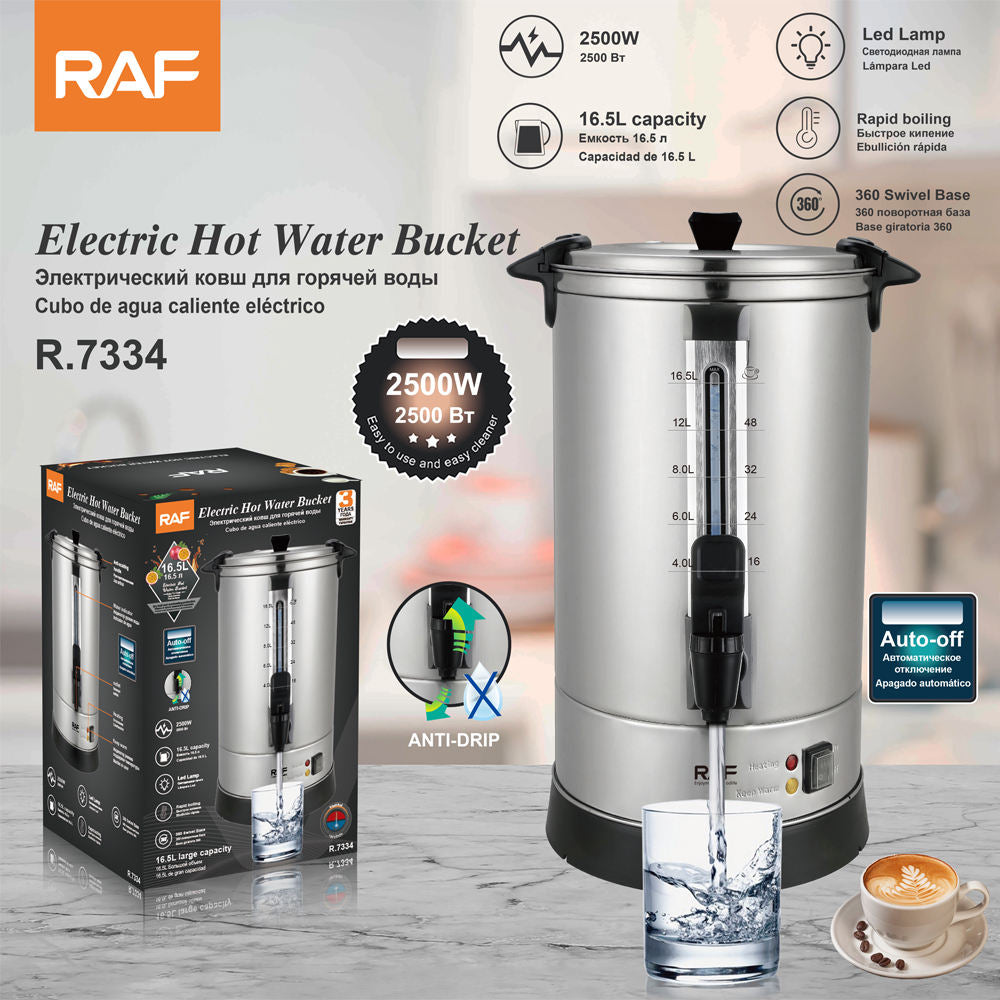 RAF R.7334 Electric Hot Water Bucket 16.5L, Stainless Steel