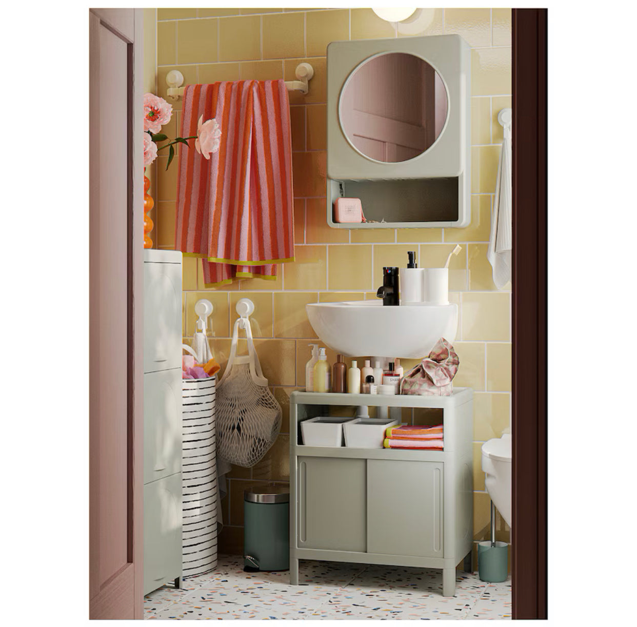 IKEA IVÖSJÖN Wash-basin base cabinet, with sliding doors/green, 50x33x57 cm