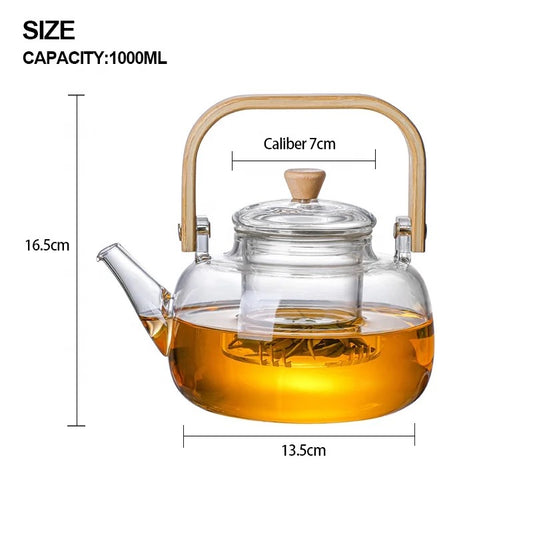 KÜTILAPAM borosilicate Tea Glass Teapot, bamboo/glass, 1000ml