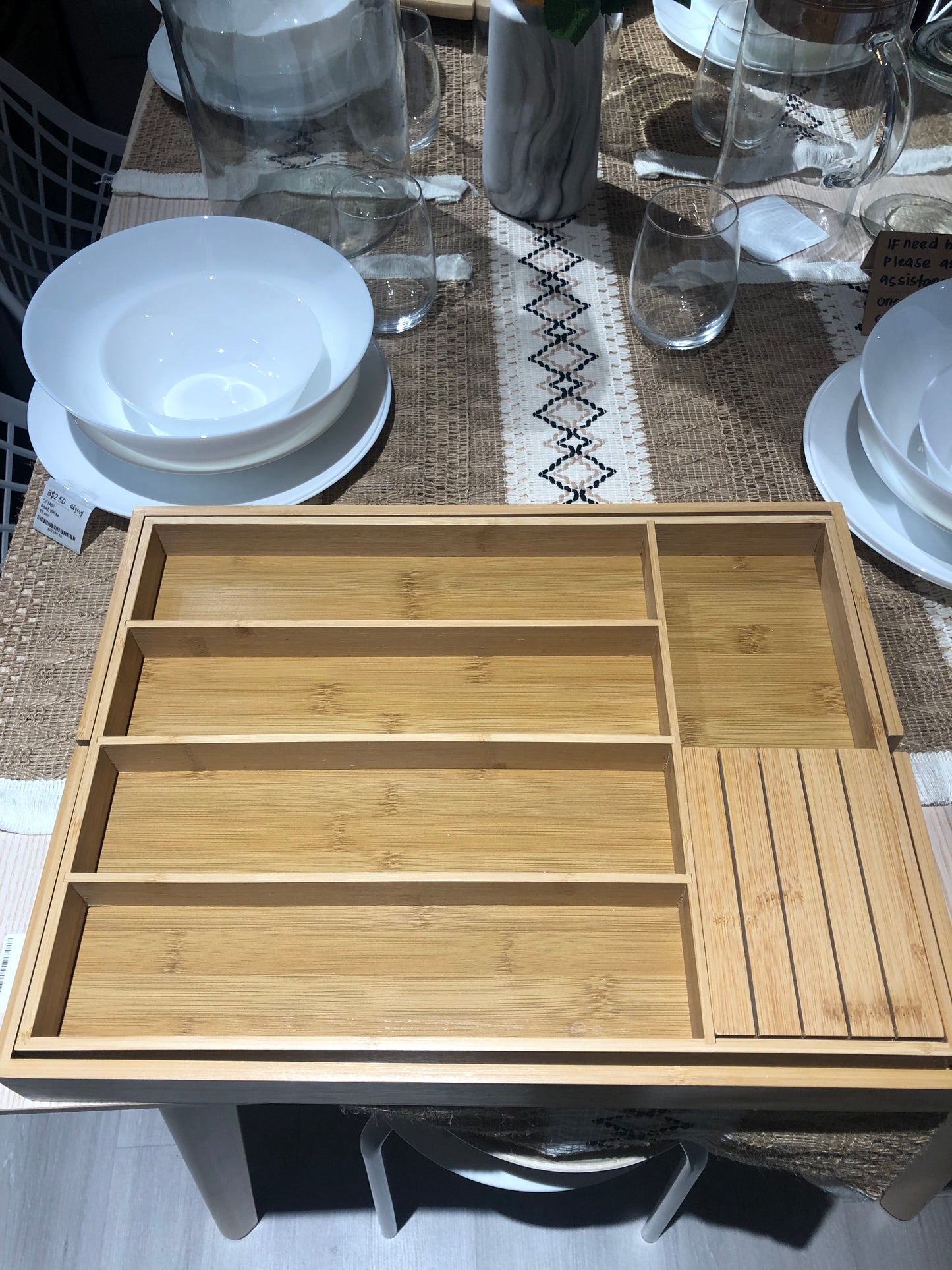 KUTILAPAM Adjustable cutlery organiser bamboo, 43.5x(33-50)x5cm