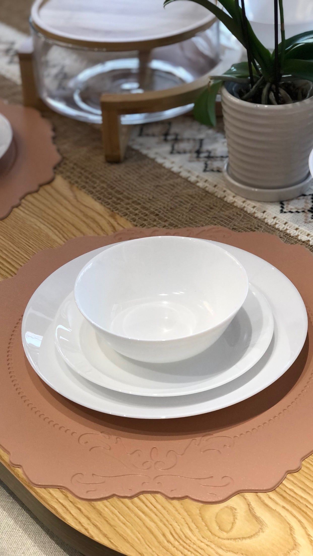 PŪLUT placemat, 38cm, set of 4, embossed ribbon