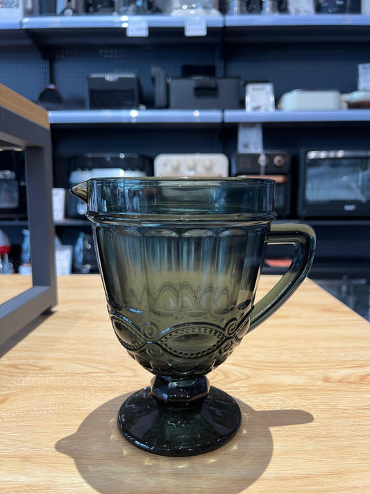 BAHULU Bunga pattern drinking glass & kettle, black 220ml + 1.5L/ 7 pieces