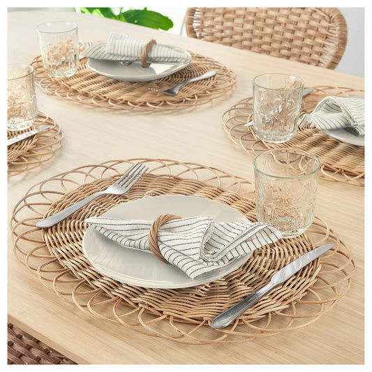 VARGFISK Place mat, natural/rattan handmade, 35 cm