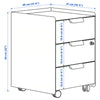 TROTTEN Drawer unit w 3 drawers on castors, white