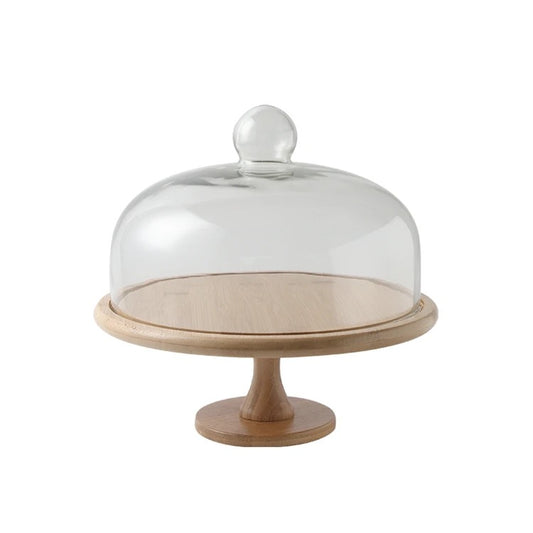 KÜTILAPAM cake stand, glass/wood, 10"