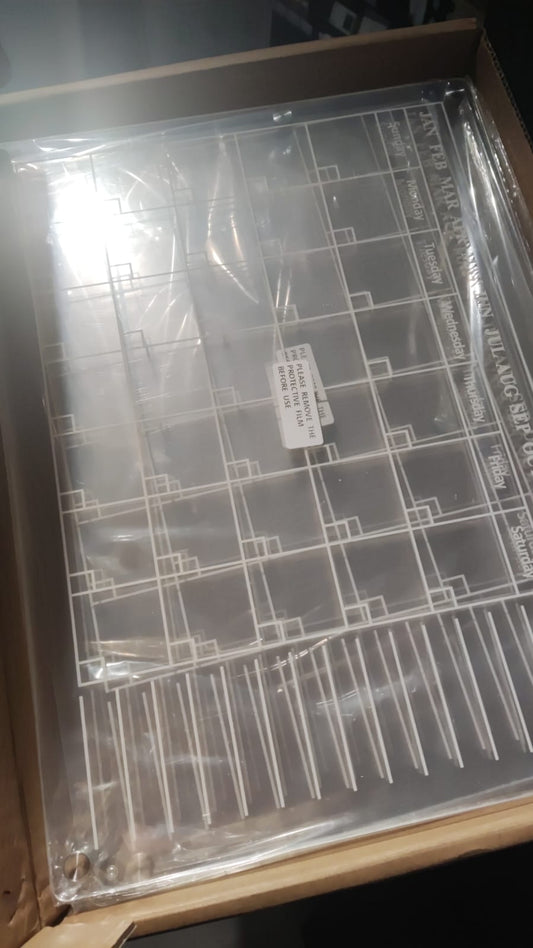 RANGÍN Arcylic Magnetic Wall Calender/Planner, white font/silver magnet,  42x32cm