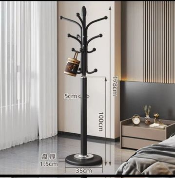 RANGIN Floor-standing Iron Coat Rack, Metal, Black, 177x35 cm