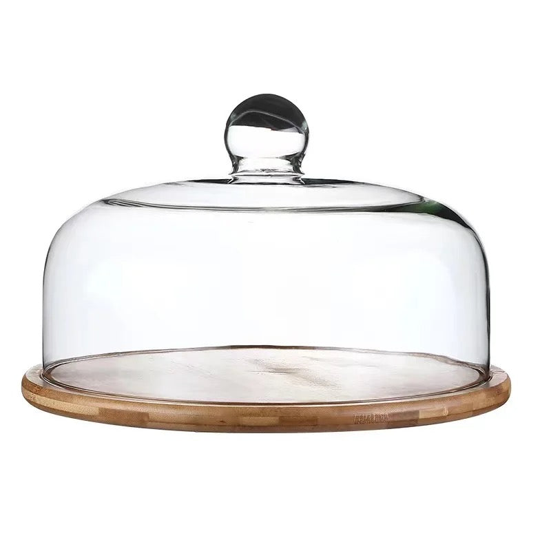 KÜTILAPAM cake display, glass/wood, 8"/20.5cm