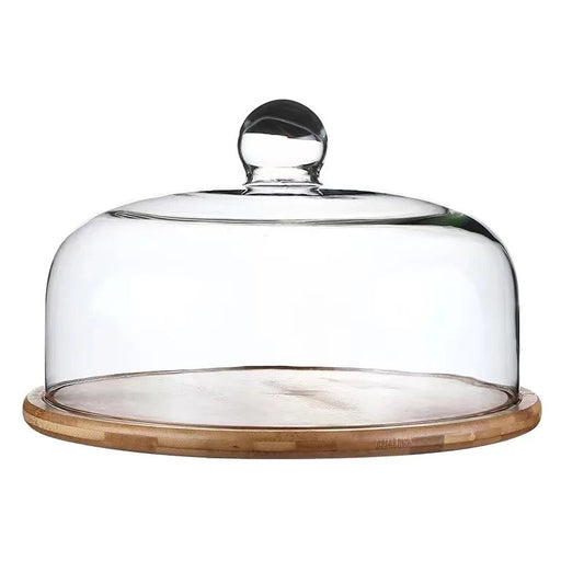 KÜTILAPAM cake display, glass/wood, 6"/15.5cm