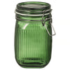 VINTERFINT, Jar with lid, glass green, 1 l