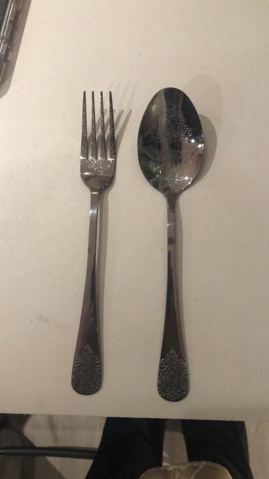 BÄHŪLU spoon/fork, 23cm, black