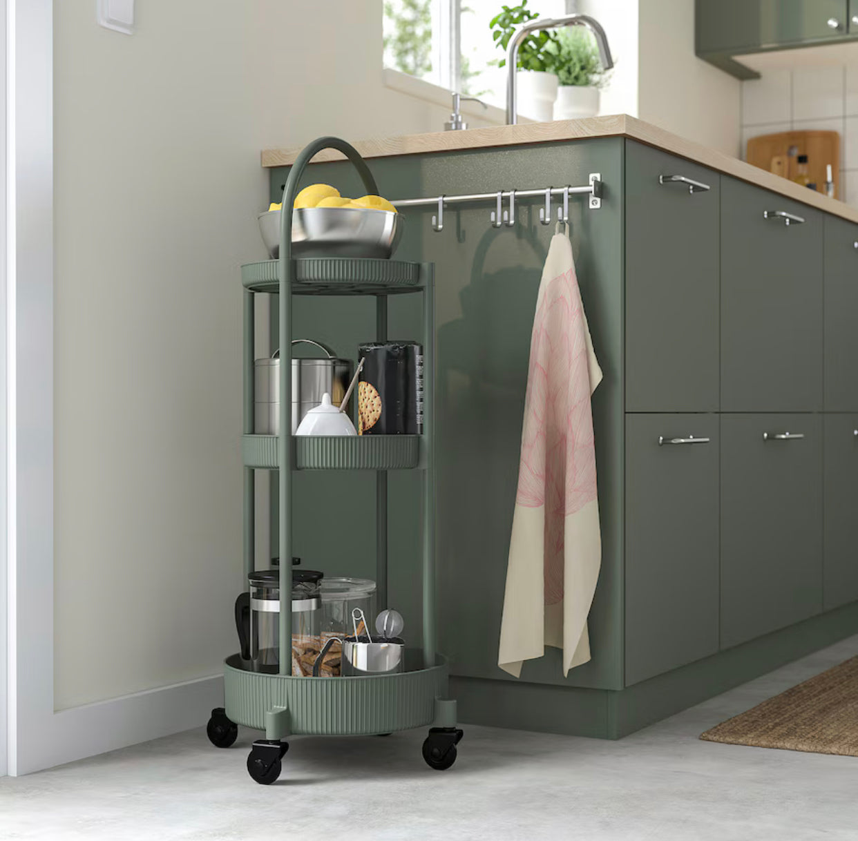 IKEA JUTTERSBO , Trolley, grey-green, 36x36 cm