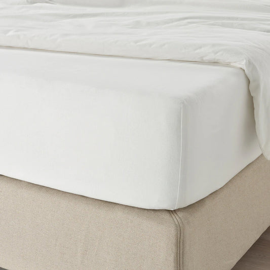 FÄRGMÅRA Fitted sheet, white, 150x200 cm