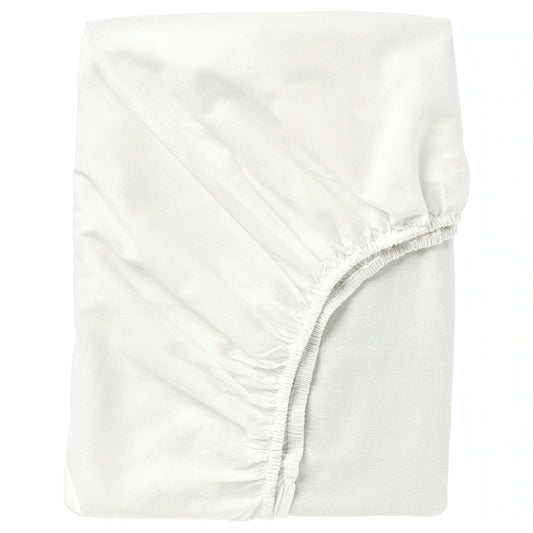 FÄRGMÅRA Fitted sheet, white, 150x200 cm