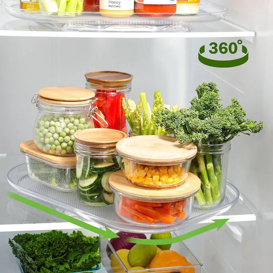 RANGÍN Clear Turntable Fridge Organiser, 39.8 x 29.8 cm