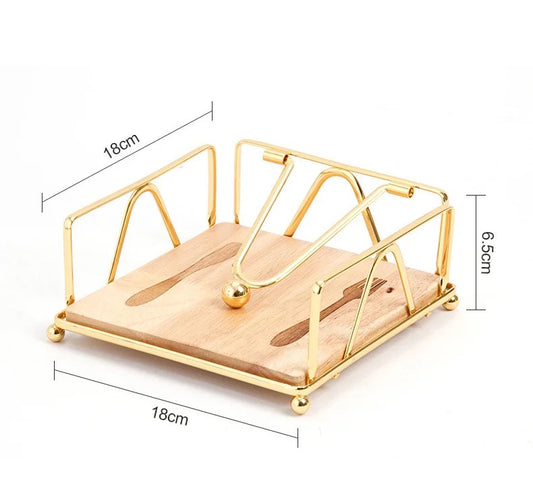 KÜTILAPAM Luxury Napkin Holder, gold/pine, 18 X 18 X 6.3cm