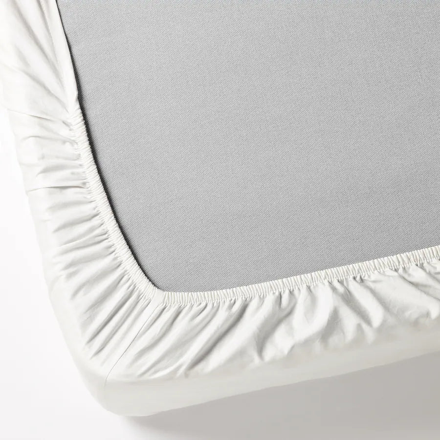 FÄRGMÅRA Fitted sheet, white, 150x200 cm