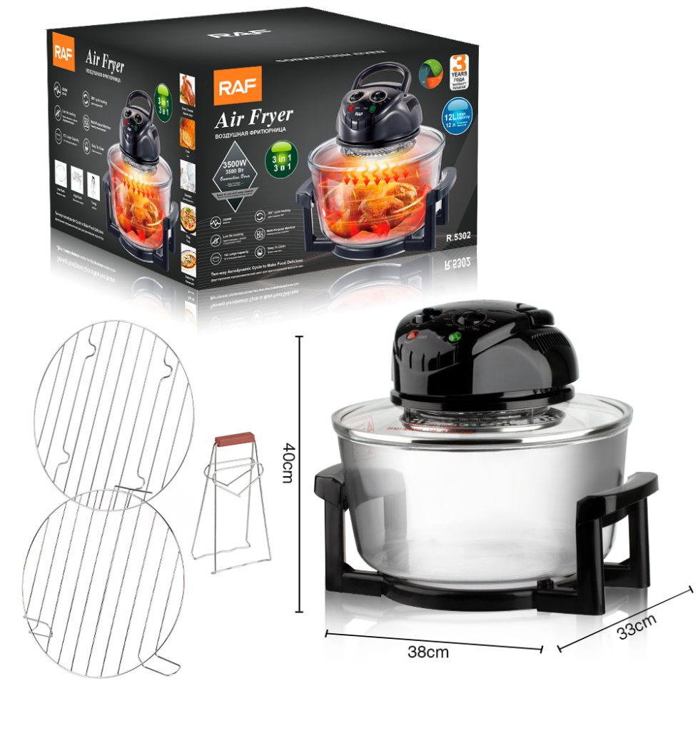 RAF 3-In-1 Glass Halogen Oven Air Fryer, 12L, R.5302