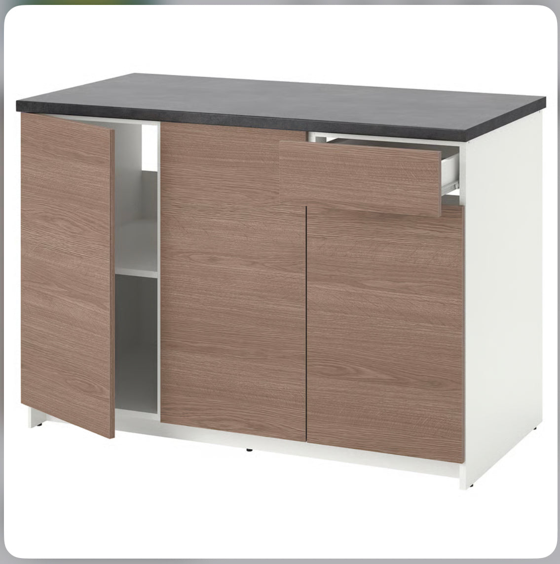 IKEA KNOXHULT Base cabinet with doors, wood effect/grey
