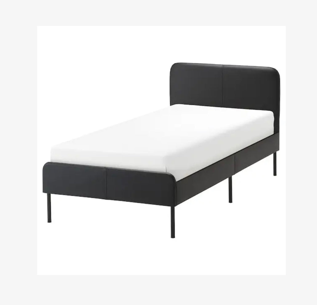 IKEA SLATTUM Upholstered bed frame, Vissle dark grey, 90x200
