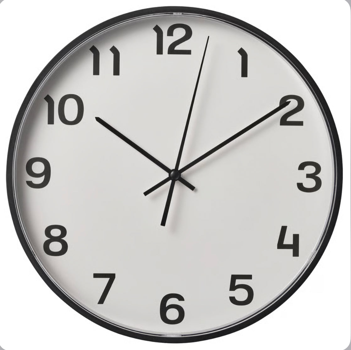 IKEA PLUTTIS Wall clock, black, 28 cm