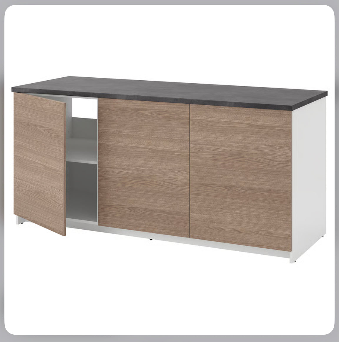 IKEA KNOXHULT Base cabinet with doors, wood effect/grey