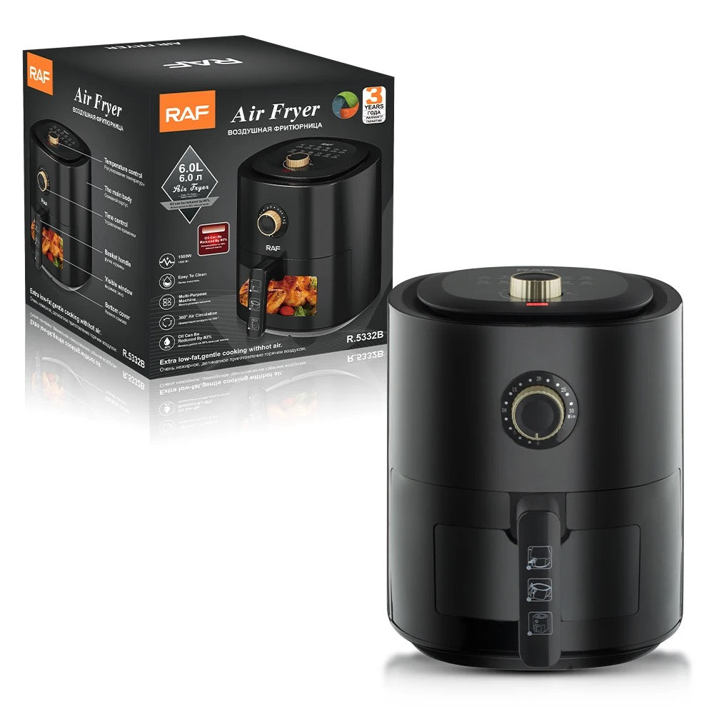 RAF Air Fryer, 6L, 15x25x30 cm, stainless steel, 1500W, black