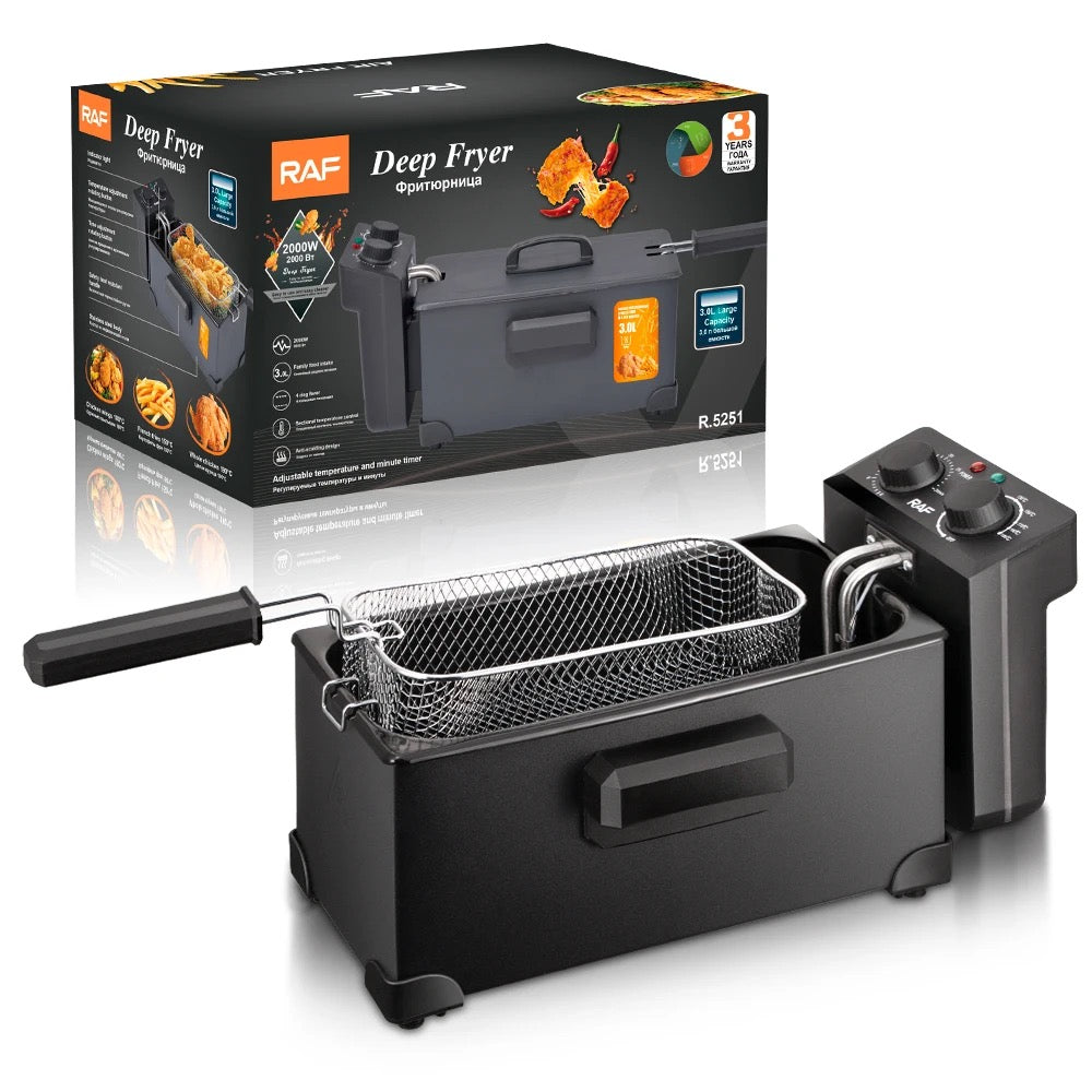 RAF Electric Deep Fryer, 3.0L, PFA Non-stick, Stainless Steel