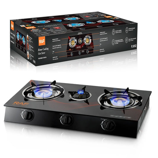 RAF Portable Cooking Gas Stove, 3 Burners, 63x36x8cm