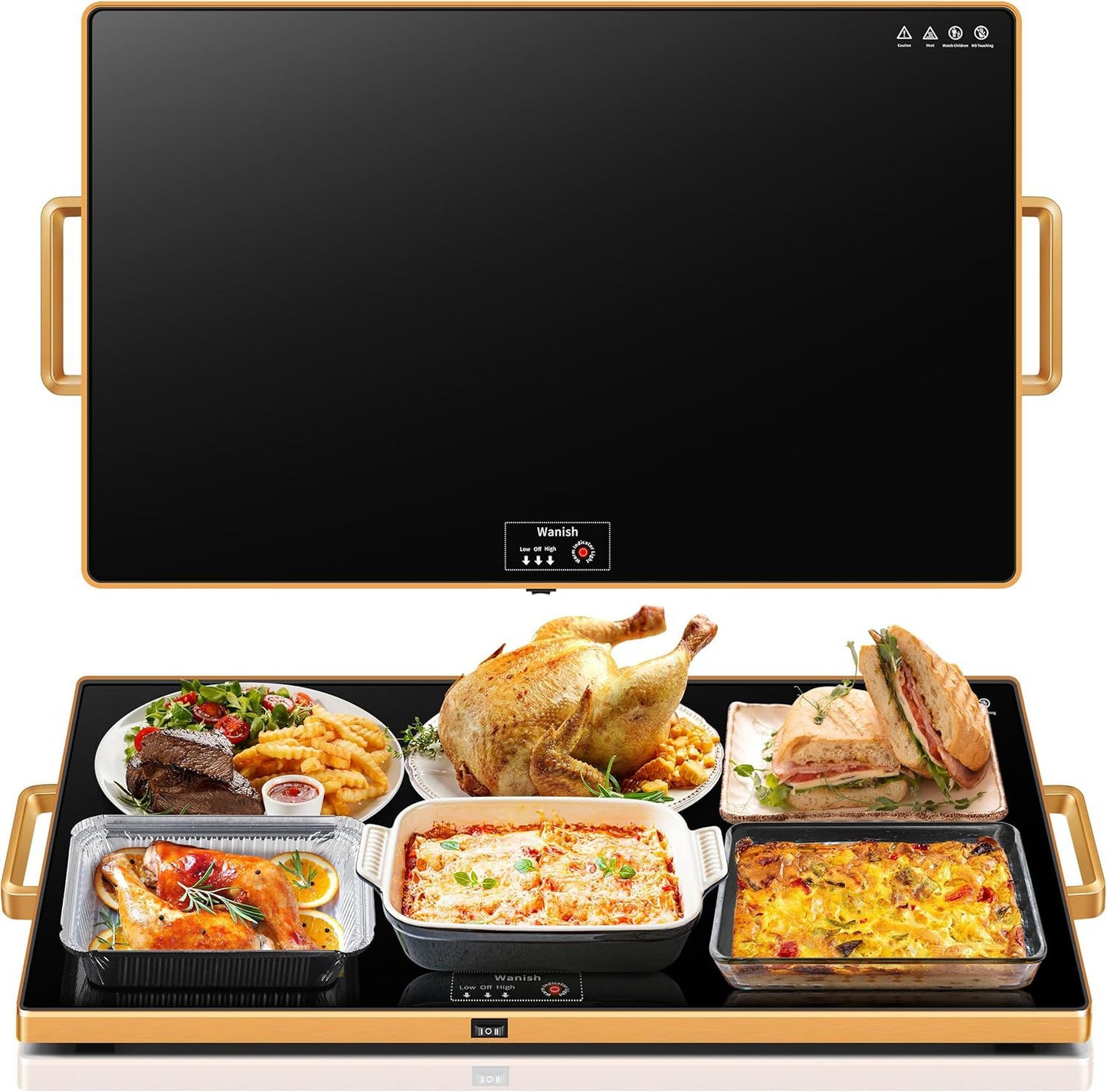 BAHULU Electric food serving warmer, UK plug, 80x45x3cm