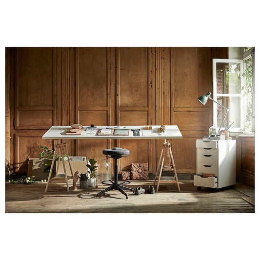 IKEA LAGKAPTEN / MITTBACK Desk, light green/birch, 140x60 cm
