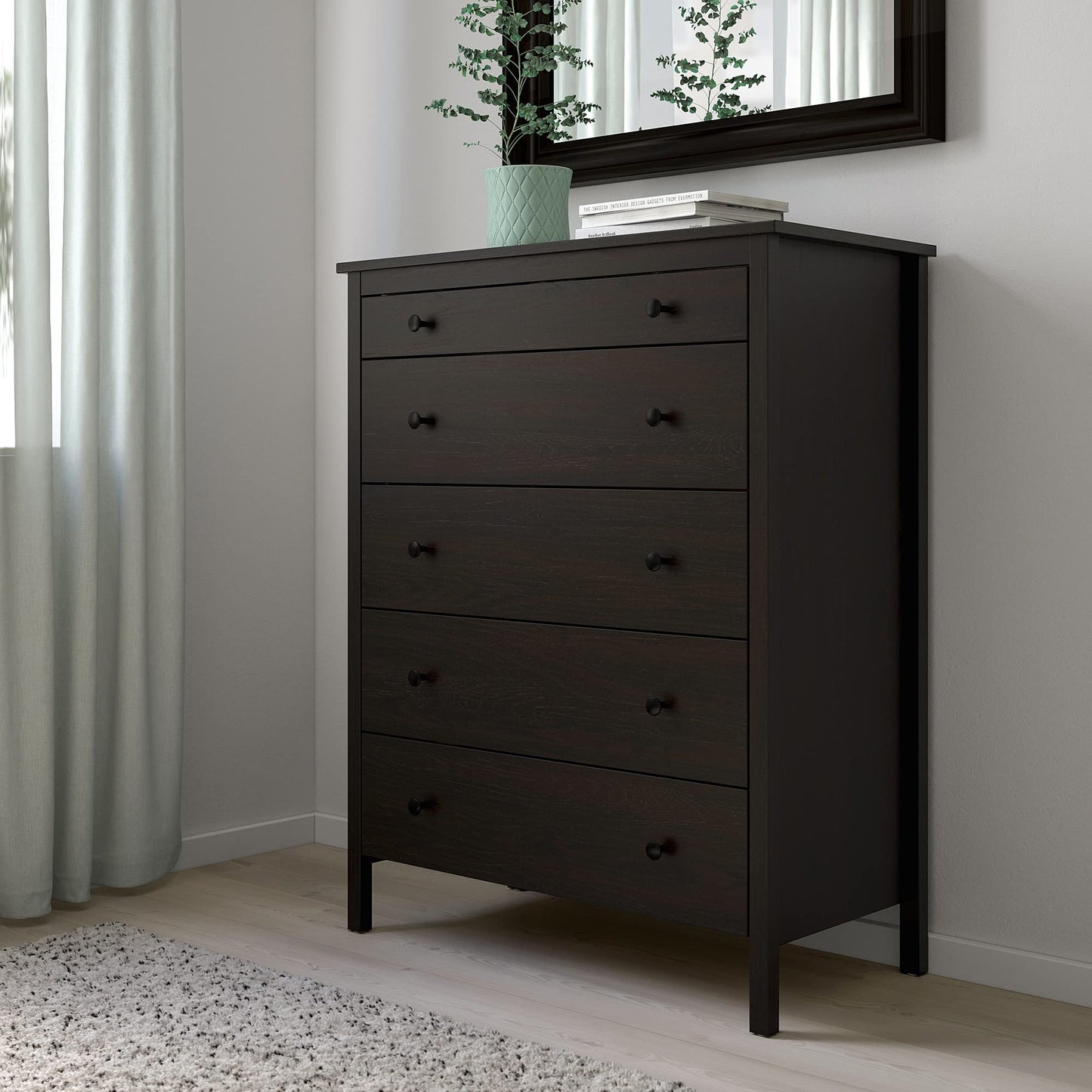 IKEA KOPPANG, chest of 5 drawers, black-brown, 90x115cm