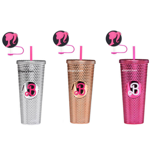 BARBIE double wall diamond tumbler with straw topper, 24oz