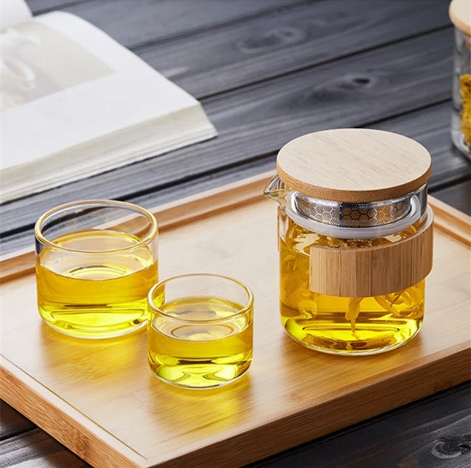 KÜTILAPAM Borosilicate teapot 2 in 1 filter & bamboo lid, 300ml
