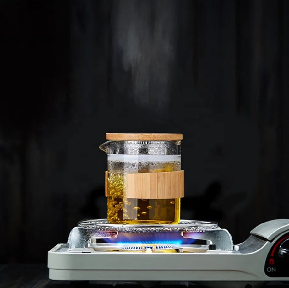 KÜTILAPAM Borosilicate teapot 2 in 1 filter & bamboo lid, 300ml